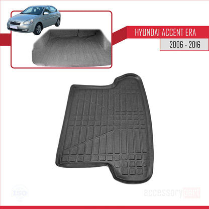 Trunk Mats for Hyundai Accent Era 2006-2016 Flexible Cargo Liner BLACK