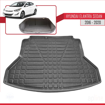 Compatible with Hyundai Elentra 6 2016-2020 Flexible Trunk Mats Cargo Liner Black