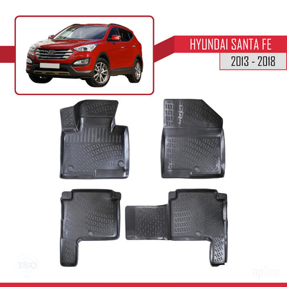 4D Rubbermatten Compatible met Hyundai Santa Fe 3 (DM) 2013-2018 Zwart