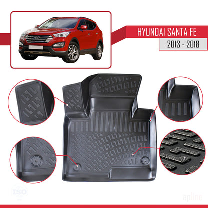 4D Rubbermatten Compatible met Hyundai Santa Fe 3 (DM) 2013-2018 Zwart