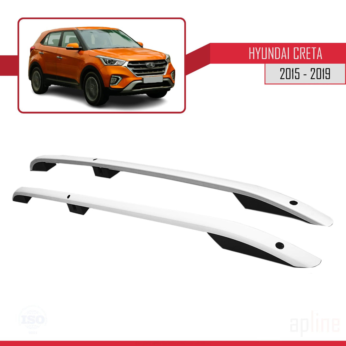Compatible with Hyundai Creta 2015-2019 (Short Wheelbase L1/H1) Roof Rails Roof Rack Luggage Carrier (Adhesive Model) Grey