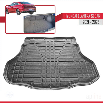 Compatible with Hyundai Elantra 7 2021-2025 Flexible Trunk Mats Cargo Liner Black