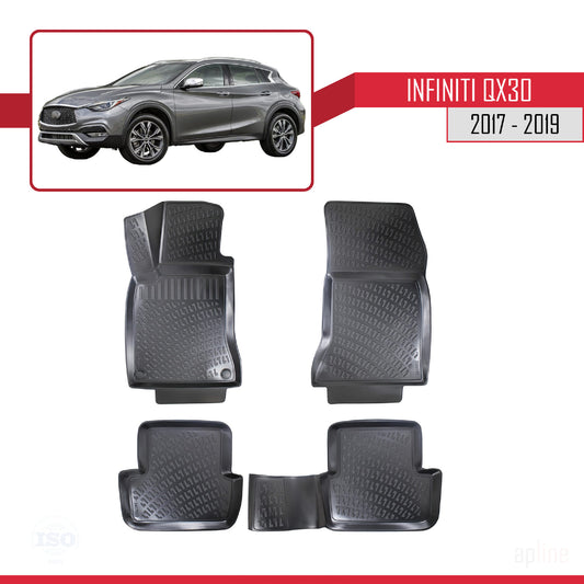 4D Rubbermatten Compatible met Infiniti QX30 (H15) 2017-2019 Zwart