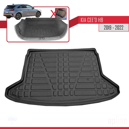 Compatible with Kia Ceed 3 (CD) 2019-2025 Flexible Trunk Mats Cargo Liner Black