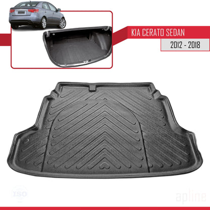 Kofferbakmat voor Kia Cerato 2010-2015 Flexibele Achter Bagageruimte ZWART
