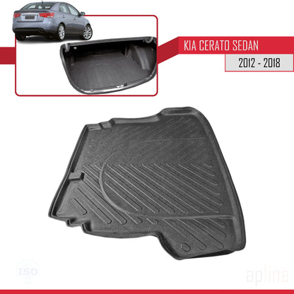 Kofferbakmat voor Kia Cerato 2010-2015 Flexibele Achter Bagageruimte ZWART