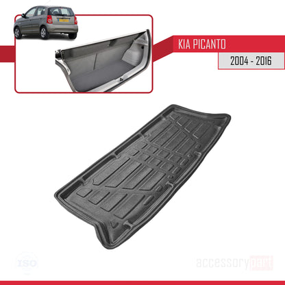 Flexibele Kofferbakmat Compatible met Kia Picanto (SA) 2004-2016 Achter Bagageruimte Zwart
