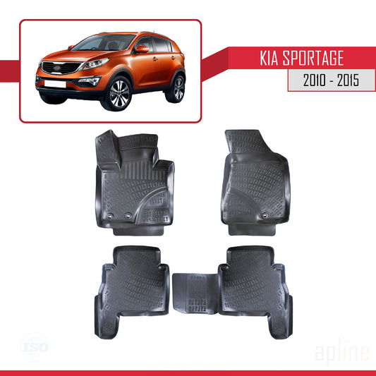 4D Rubbermatten Compatible met Kia Sportage 3 (SL) 2010-2015 Zwart
