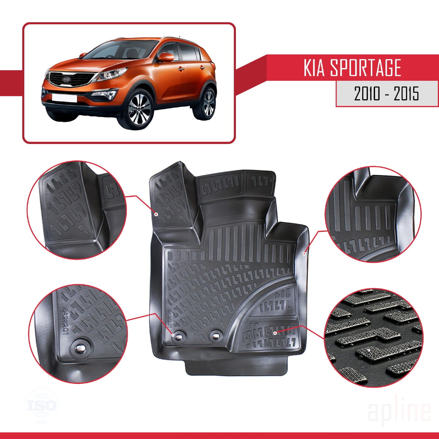 Compatible with Kia Sportage 3 (SL) 2010-2015 4D Car mats Black