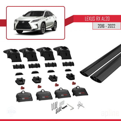 Compatible avec Lexus RX 4 (AL20) 2016-2022 ACE-2 Barres de Toit Railing Porte-Bagages de Voiture Noir Aluminium 2 Barres