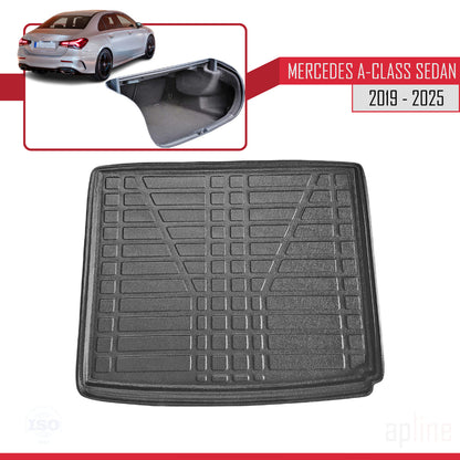 Compatible with Mercedes A Class 4 (W177) Sedan 2019-2025 Flexible Trunk Mats Cargo Liner Black