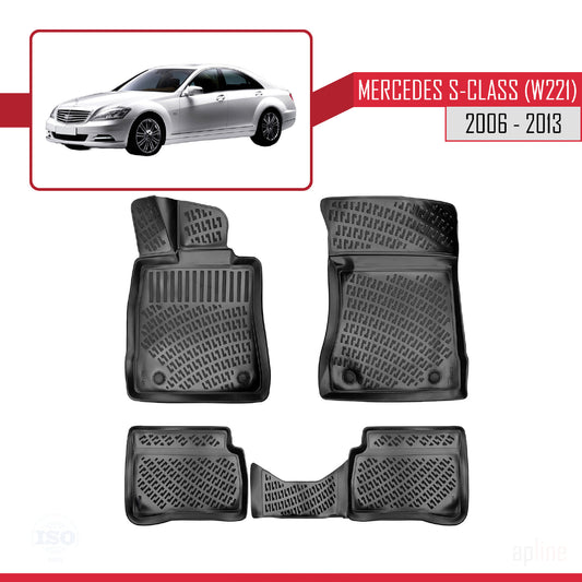 4D Rubbermatten Compatible met Mercedes S Klasse (W221) 2006-2013 Zwart