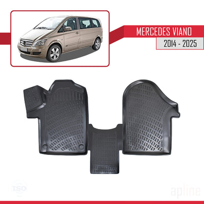 4D Rubbermatten Compatible met Mercedes Viano 3 (W447) 2014-2025 Zwart