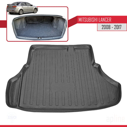 Compatible avec Mitsubishi Lancer Berline 2008-2017 Flexible Tapis de Coffre Plancher de Chargement Noir