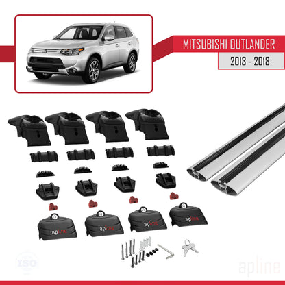 Compatible avec Mitsubishi Outlander 3 2013-2018 ACE-2 Barres de Toit Railing Porte-Bagages de Voiture Gris Aluminium 2 Barres