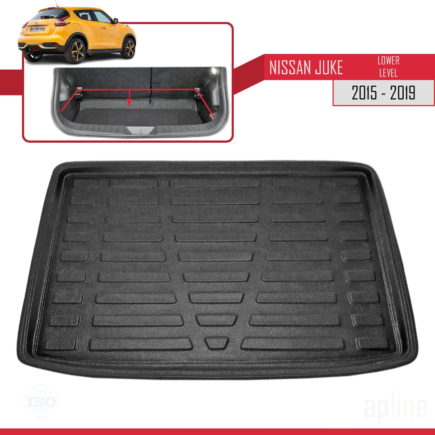 Compatible with Nissan Juke (F15) Post-Facelift 2015-2019 Flexible Trunk Mats Lower Position Cargo Liner Black