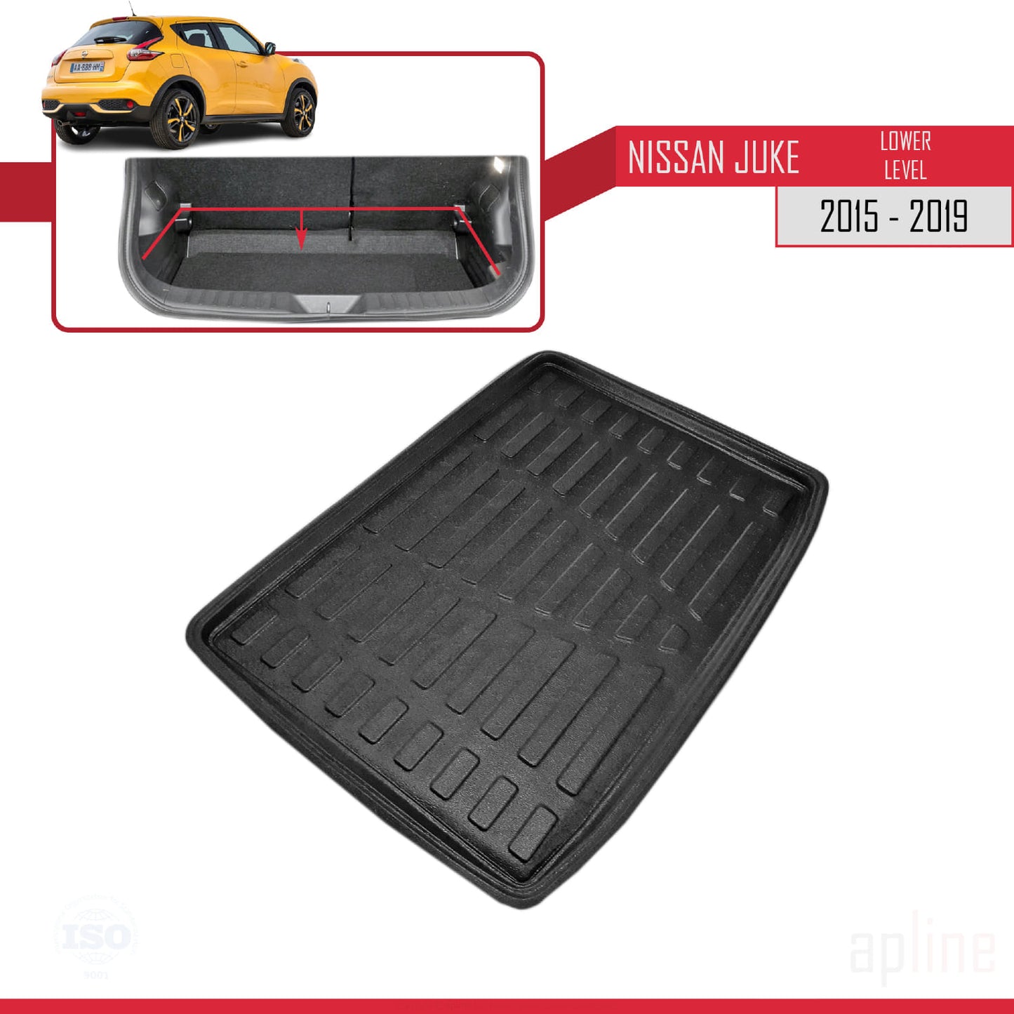 Compatible with Nissan Juke (F15) Post-Facelift 2015-2019 Flexible Trunk Mats Lower Position Cargo Liner Black