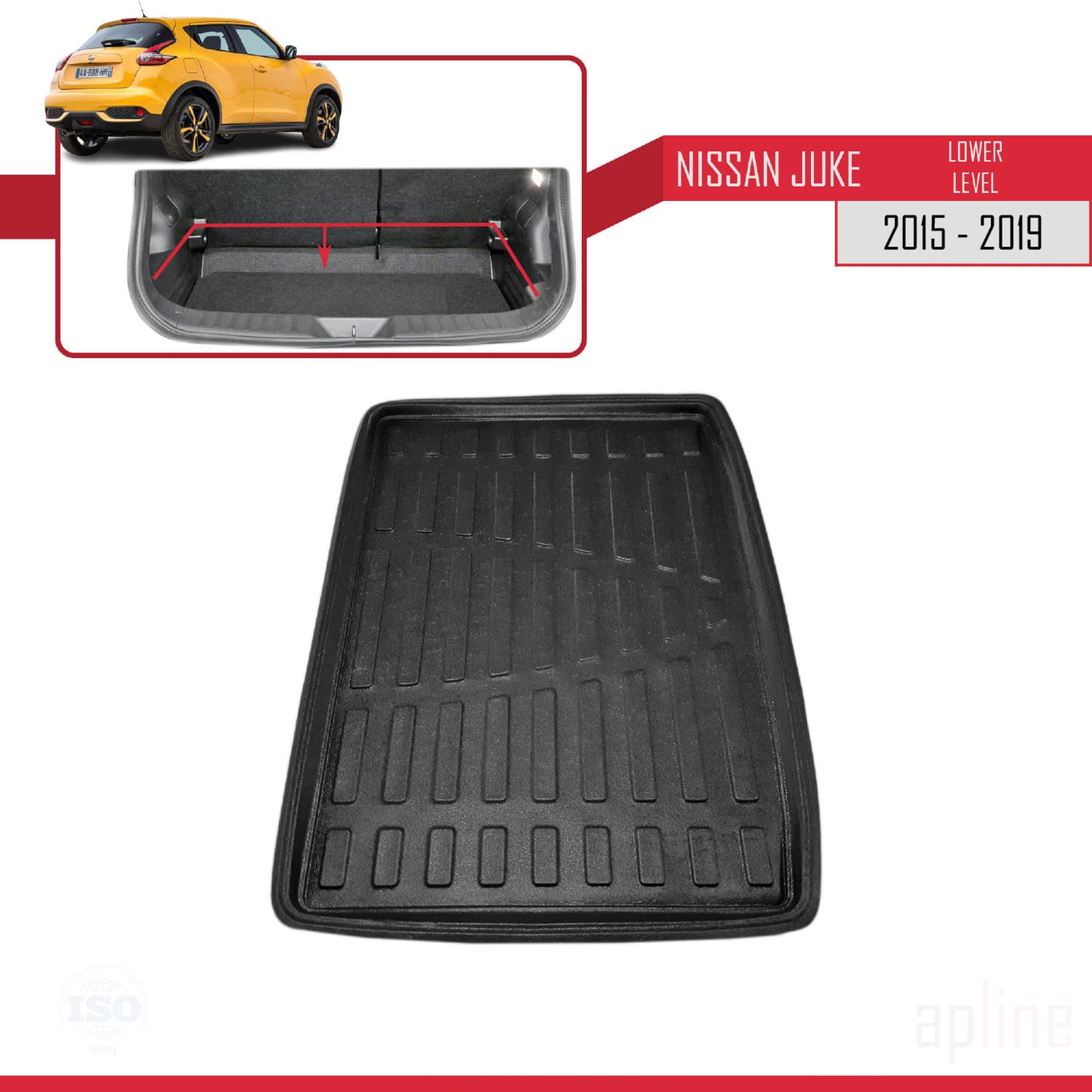 Compatible with Nissan Juke (F15) Post-Facelift 2015-2019 Flexible Trunk Mats Lower Position Cargo Liner Black
