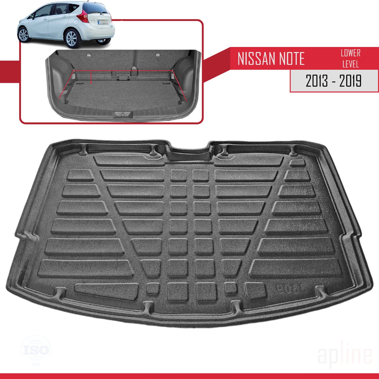Compatible with Nissan Note 2 2013-2019 Flexible Trunk Mats Cargo Liner Black