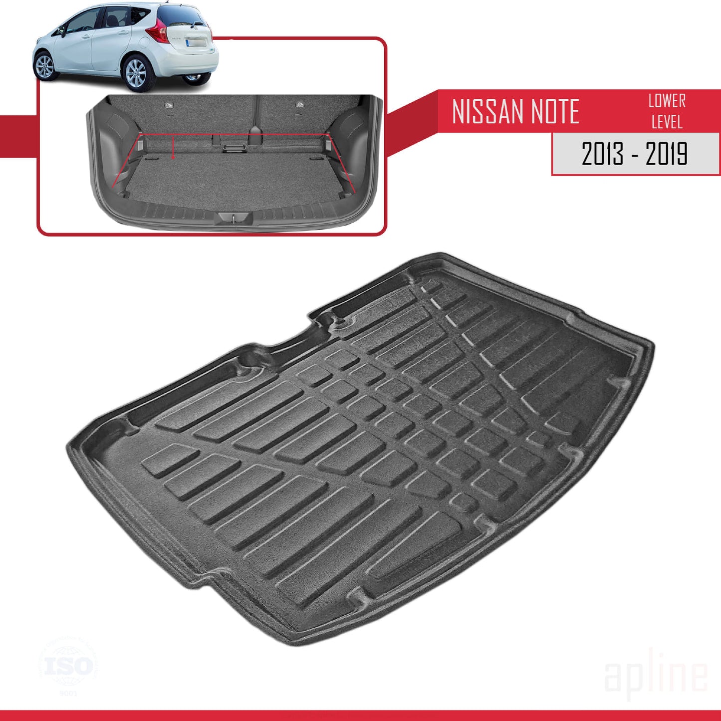 Compatible with Nissan Note 2 2013-2019 Flexible Trunk Mats Cargo Liner Black