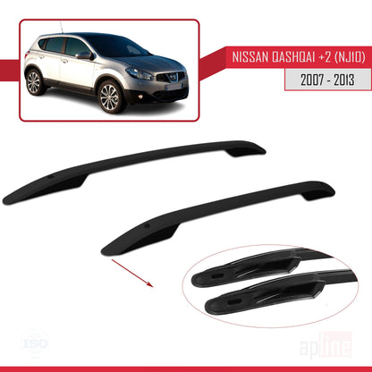 Compatible avec Nissan Qashqai +2 (NJ10) 2008-2013 (Empattement Court L1/H1) Rails de Toit Porte-bagages sur le Toit (Modèle Adhésif) Noir
