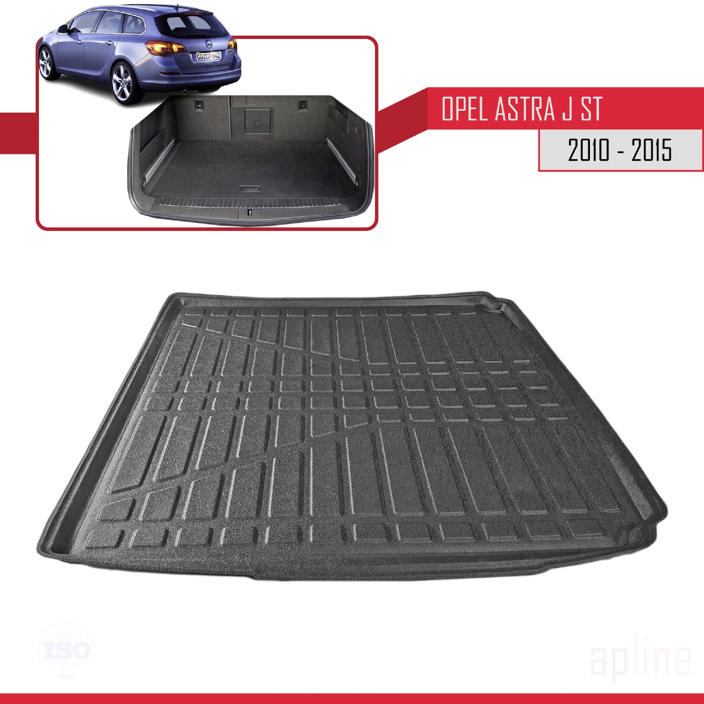 Kofferbakmat voor Opel Astra (J) SPORTS TOURER 2011-2015 Flexibele Achter Bagageruimte ZWART