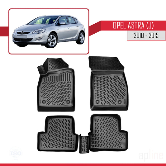 4D Rubbermatten Compatible met Opel Astra J (P09) 2010-2015 Zwart