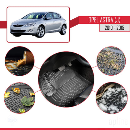 Compatible avec Opel Astra J (P09) 2010-2015 4D Tapis de Voiture Noir