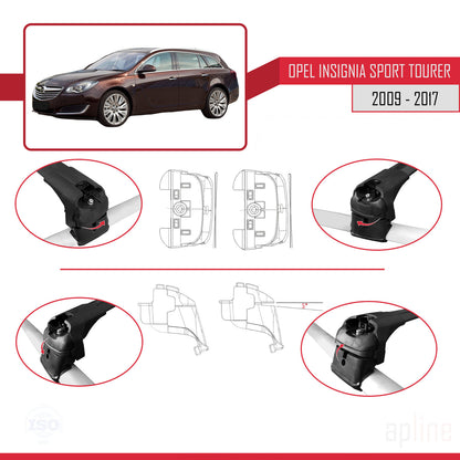 Compatible avec Vauxhall Insignia (G09) ST 2009-2017 ACE-2 Barres de Toit Railing Porte-Bagages de Voiture Noir Aluminium 2 Barres
