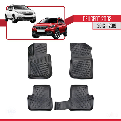 4D Rubbermatten Compatible met Peugeot 2008 (A94) 2013-2019 Zwart