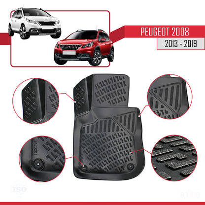 4D Rubbermatten Compatible met Peugeot 2008 (A94) 2013-2019 Zwart