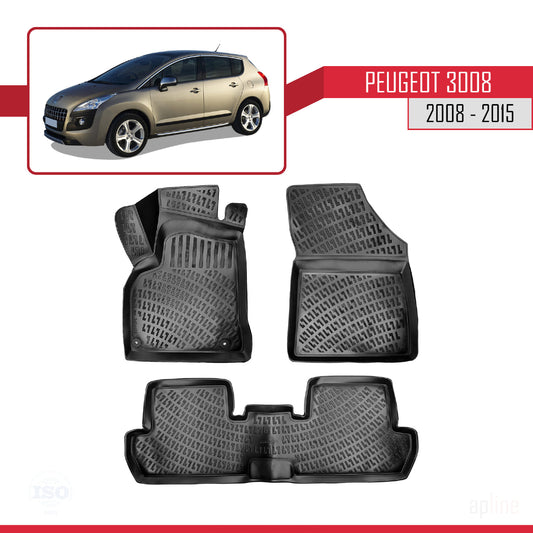 4D Rubbermatten Compatible met Peugeot 3008 (T84) 2008-2015 Zwart