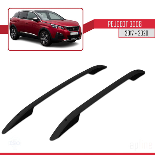 Dakrails Compatible met Peugeot 3008 II (P84) Pre-Facelift 2017-2020 (Korte Wielbasis L1/H1) Dakdrager Bagagedrager (Zelfklevend Model) Zwart