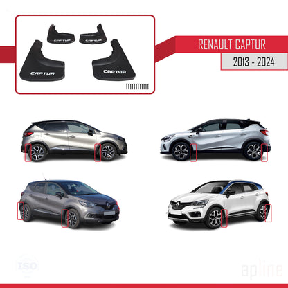 Compatible avec Renault Captur (J87) 2013-2024 Jeu de Bavettes Garde-boue Avant et Arrière de Voiture 4 Pcs Noir