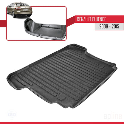 Compatible avec Renault Fluence 2009-2015 Flexible Tapis de Coffre Plancher de Chargement Noir