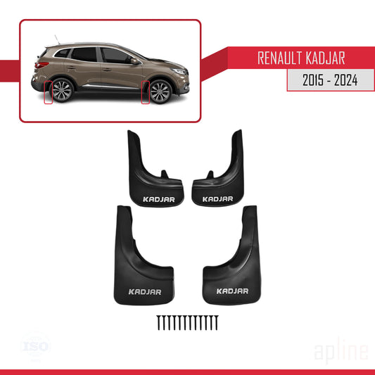 Spatborden Compatible met Renault Kadjar 2015-2022 Voertuig Voor Achter Set 4 Stukken Zwart