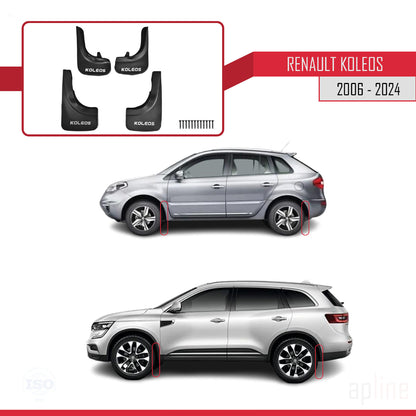 Compatible avec Renault Koleos 2007-2024 Jeu de Bavettes Garde-boue Avant et Arrière de Voiture 4 Pcs Noir