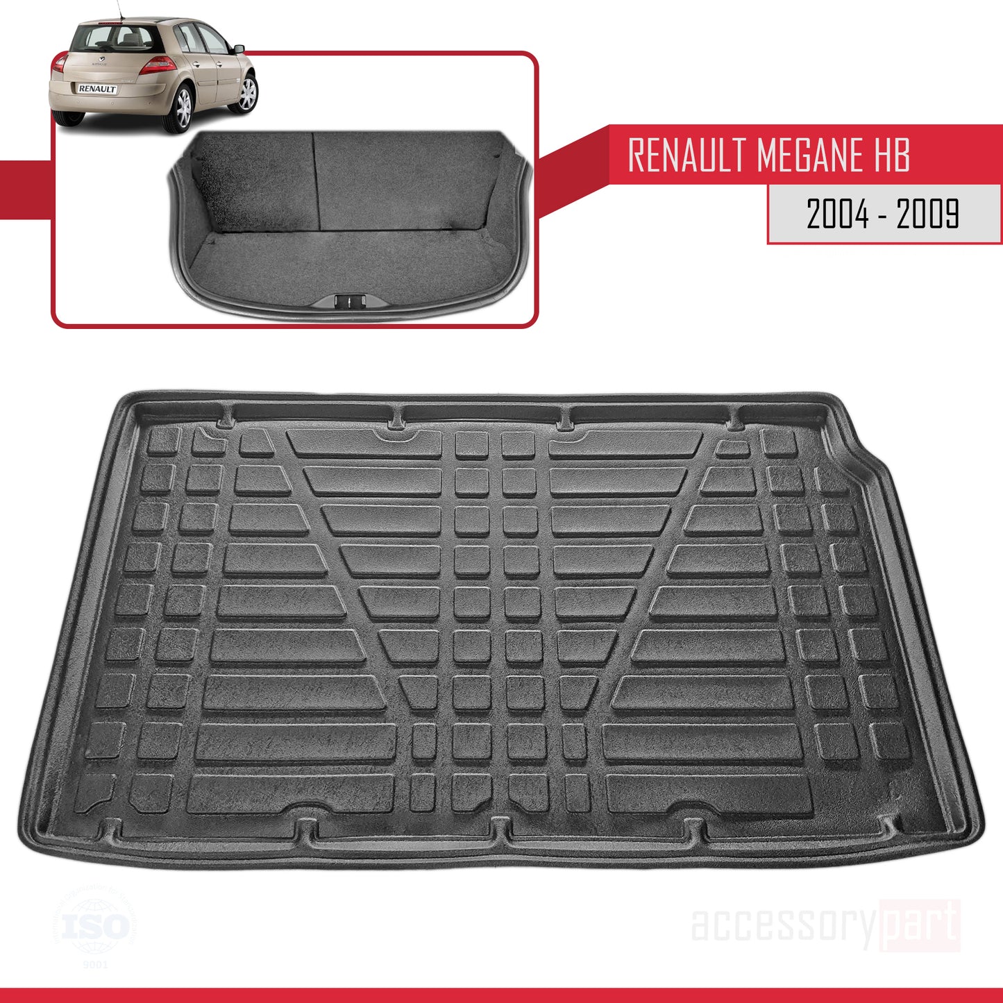 Tapis de Coffre pour Renault Megane Hayon 2004-2009 NOIR