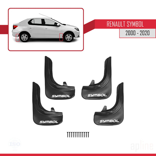 Spatborden Compatible voor Renault Symbol 1999-2021 Voertuig Voor Achter Set 4 Stukken Zwart