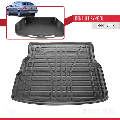 Tapis de Coffre pour Renault Clio Symbol 1999-2008 Flexible NOIR