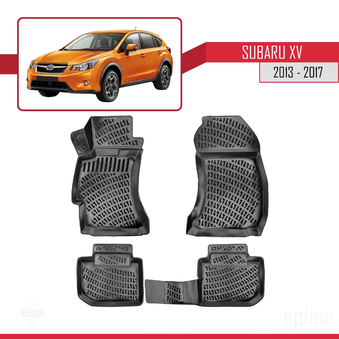 4D Rubbermatten Compatible met Subaru XV 2013-2017 Zwart
