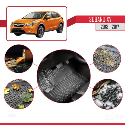 4D Rubbermatten Compatible met Subaru XV 2013-2017 Zwart