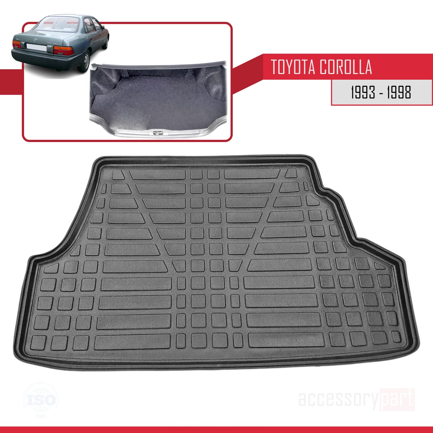 Compatible avec Toyota Corolla 8 (E110) 1993-1998 Flexible Tapis de Coffre Plancher de Chargement Noir