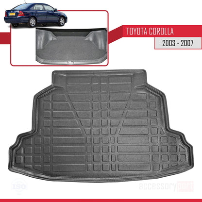 Compatible avec Toyota Corolla 9 (E120) Berline 2003-2007 Flexible Tapis de Coffre Plancher de Chargement Noir