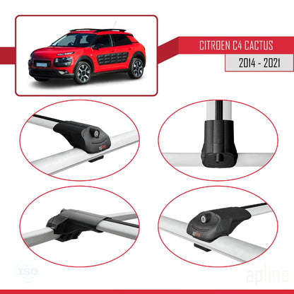 Compatible avec Citroen C4 Cactus 2014-2021 ACE-1 Barres de Toit Railing Porte-Bagages de Voiture Gris Aluminium 3 Barres