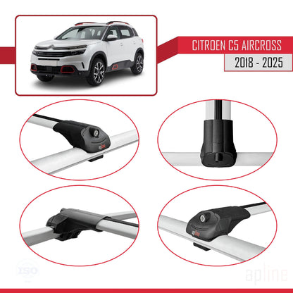 ACE-1 Dakdrager bagagedrager compatibel met Citroen C5 Aircross 2018-2025 Spoorstaven Grijs Aluminium 2 Staven
