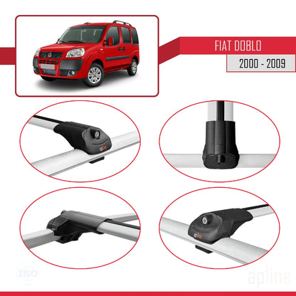Compatible avec Fiat Doblo 2000-2009 ACE-1 Barres de Toit Railing Porte-Bagages de Voiture Gris Aluminium 3 Barres