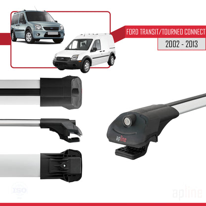 Compatible avec Ford Transit/Tourneo Connect 2002-2013 ACE-1 Barres de Toit Railing Porte-Bagages de Voiture Gris Aluminium 2 Barres