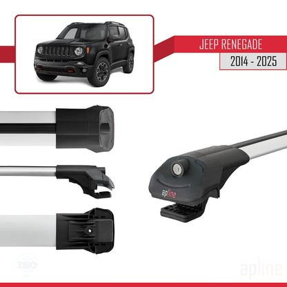 Compatible avec Jeep Renegade (BU) 2014-2025 ACE-1 Barres de Toit Railing Porte-Bagages de Voiture Gris Aluminium 3 Barres