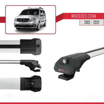 Compatible avec Mercedes Citan (W415) 2012-2021 ACE-1 Barres de Toit Railing Porte-Bagages de Voiture Gris Aluminium 2 Barres